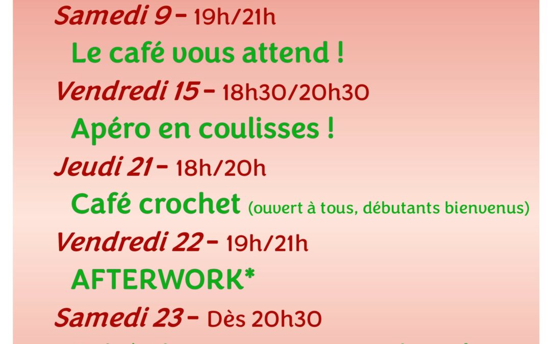 Programme du Café associatif ” LE FOYER”