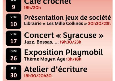 Programme du Café associatif ” LE FOYER”