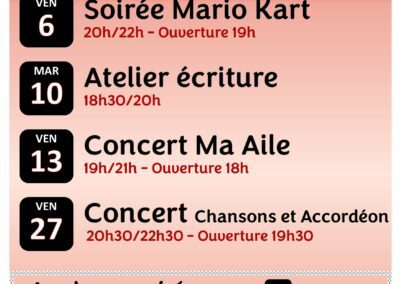 Programme du Café associatif ” LE FOYER”