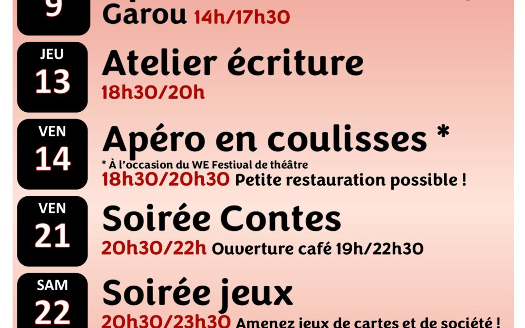 Programme du Café associatif ” LE FOYER”