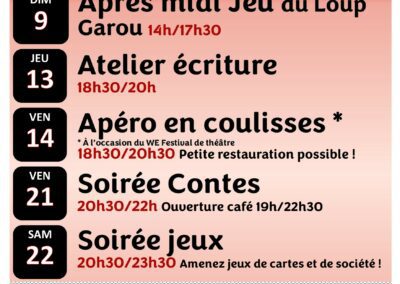 Programme du Café associatif ” LE FOYER”