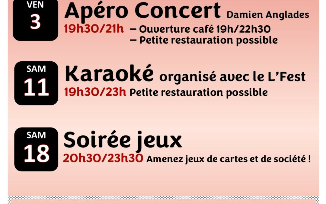 Programme du Café associatif ” LE FOYER”