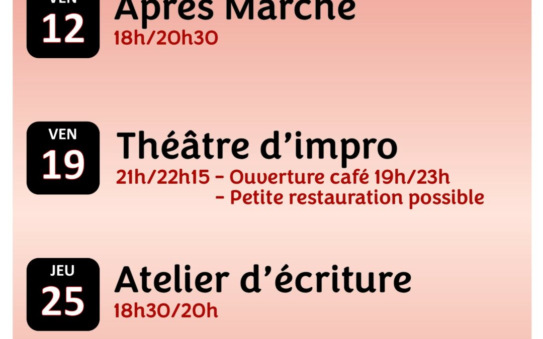 Programme du Café associatif ” LE FOYER”
