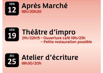 Programme du Café associatif ” LE FOYER”