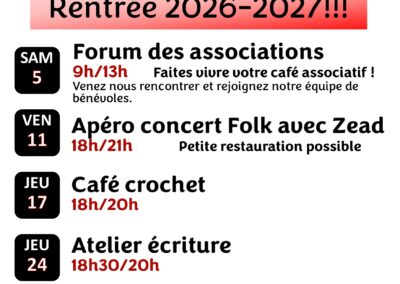 Programme du Café associatif ” LE FOYER”